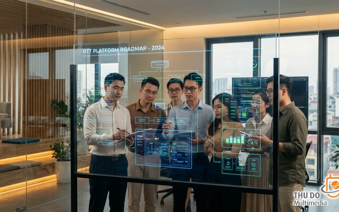 Các nhà quản lý đài truyền hình Việt Nam họp bàn chiến lược phân phối nội dung số và bảo mật bản quyền tại phòng họp hiện đại