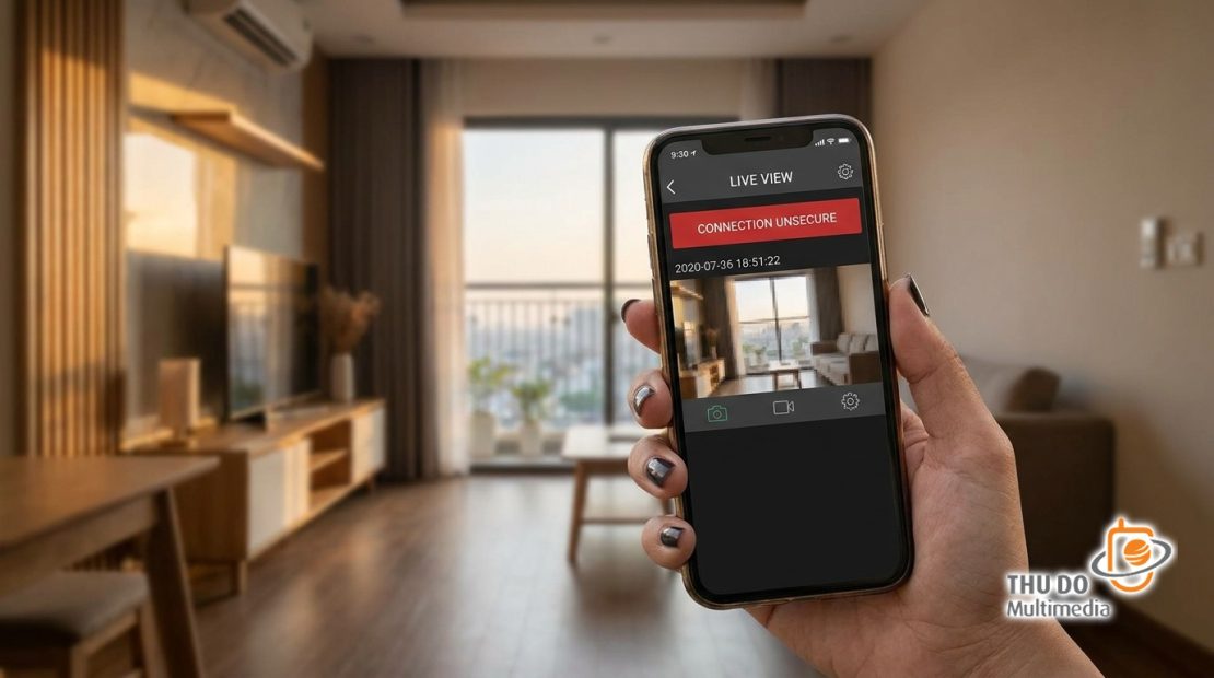 Cảnh báo kết nối không an toàn trên ứng dụng quản lý camera giá rẻ trôi nổi.